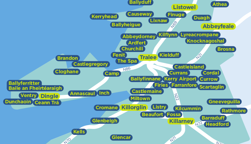 Kerry TFI local link bus services map