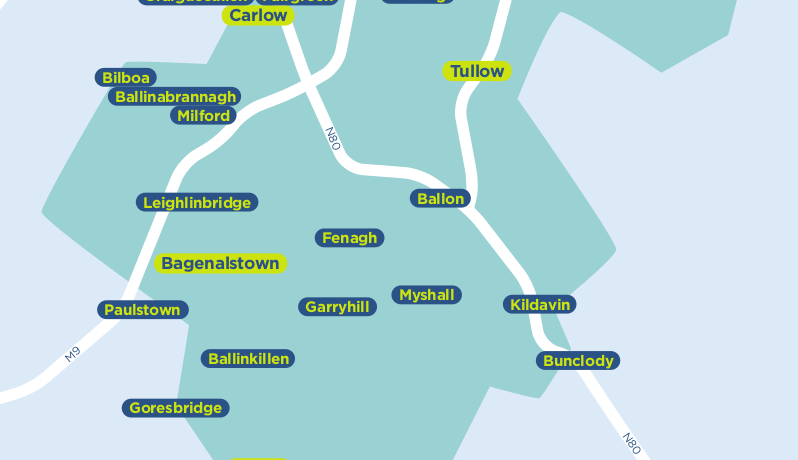 Carlow TFI local link bus services map