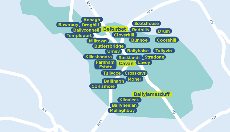 Cavan TFI local link bus services map