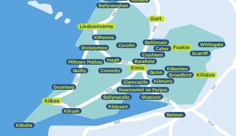 Clare TFI Local Link Bus Services Map