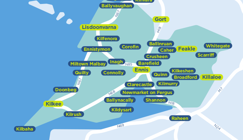 Clare TFI local link bus services map