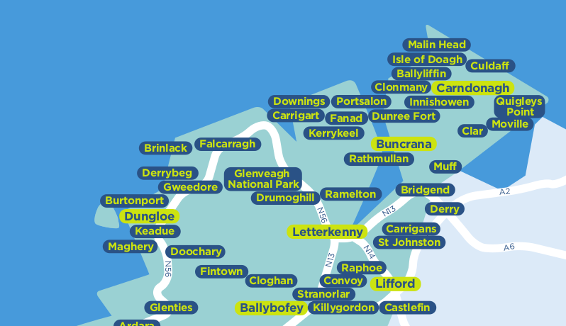 Donegal TFI Local Link Bus Services Map