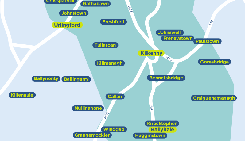 Kilkenny TFI local link bus services map
