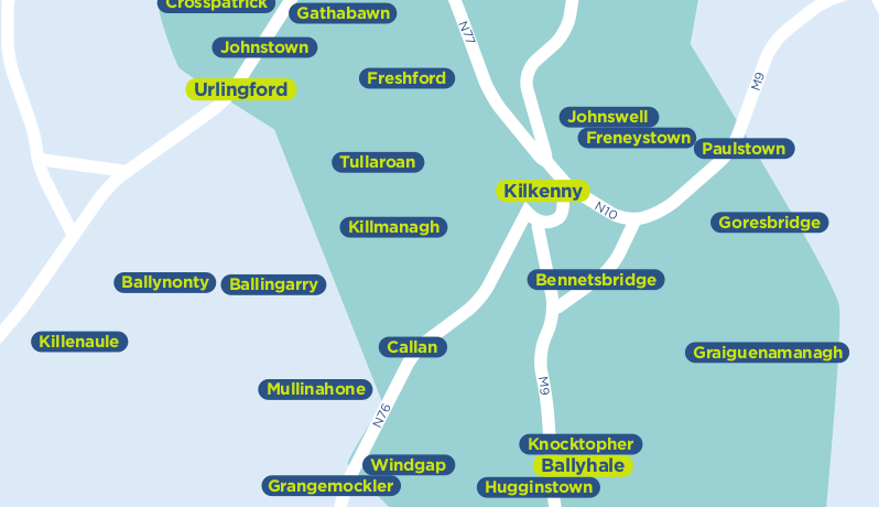 Kilkenny TFI Local Link Bus Services Map