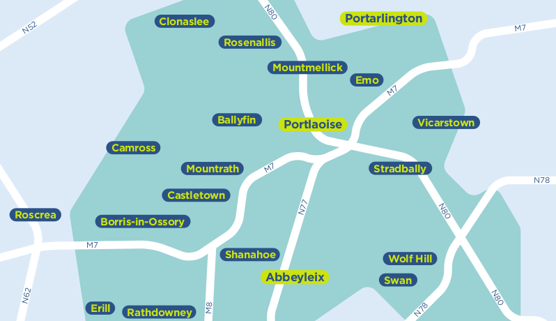 Laois TFI local link bus services map