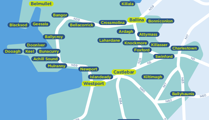 Mayo TFI Local Link Bus Services Map