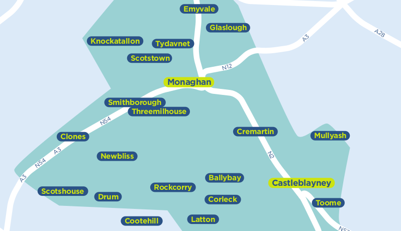 Monaghan TFI Local Link Bus Services Map