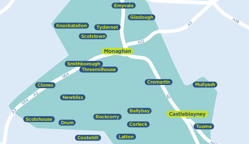 Monaghan TFI local link bus services map