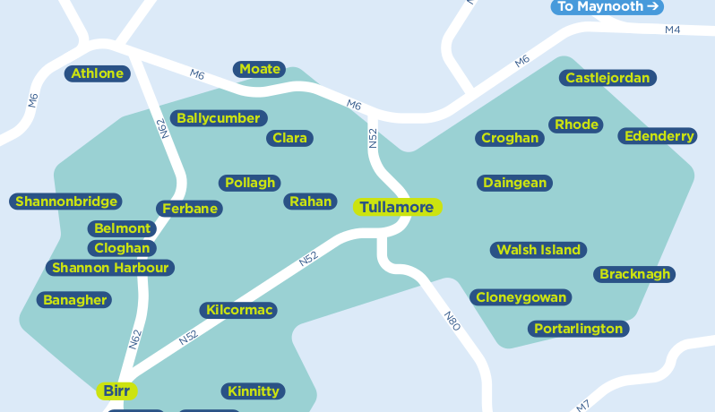 Offaly TFI local link bus services map