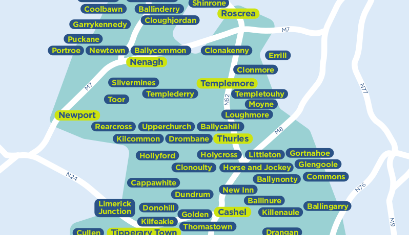 Tipperary TFI Local Link Bus Services Map