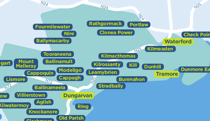 Waterford TFI Local Link Bus Services Map
