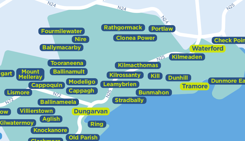 Waterford TFI local link bus services map