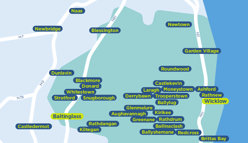 Wicklow TFI Local Link Bus Services Map