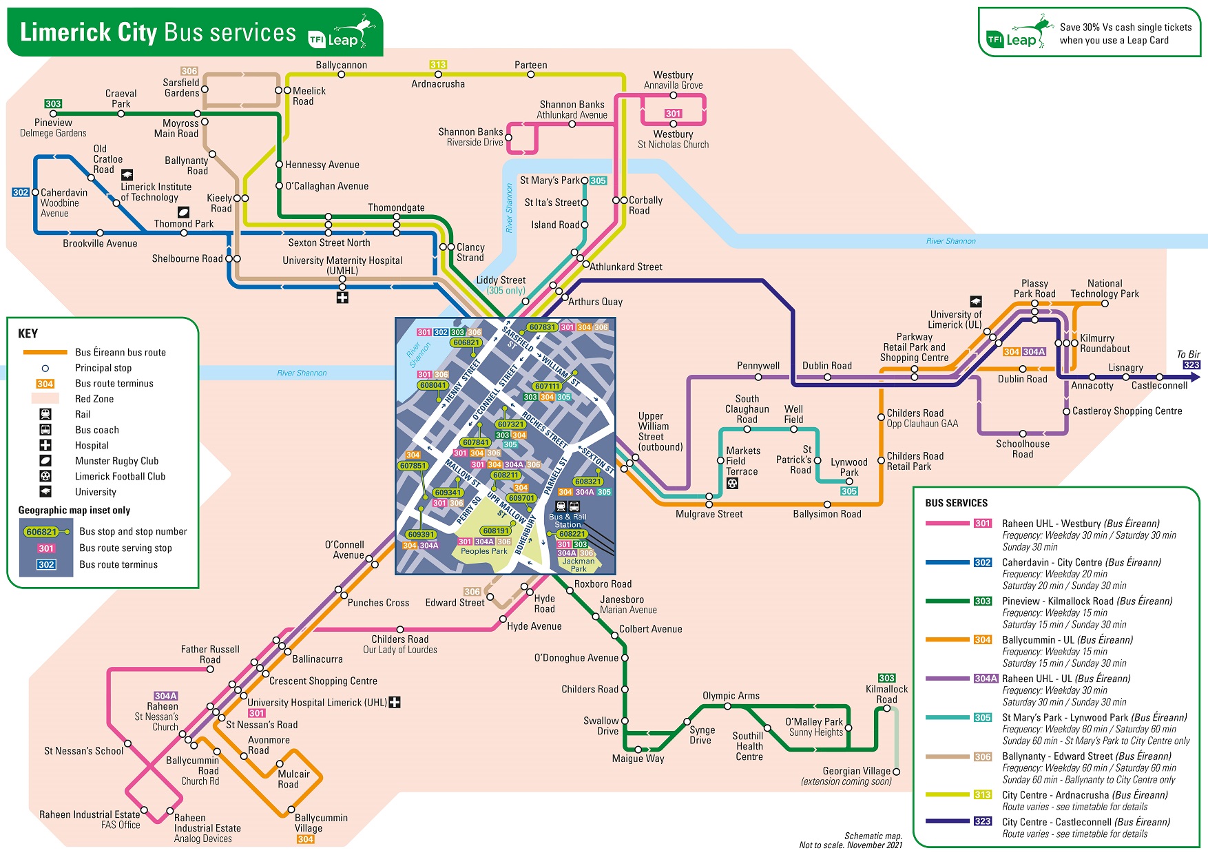 Bus Route From My Location Limerick City Bus Network Maps Transport For Ireland