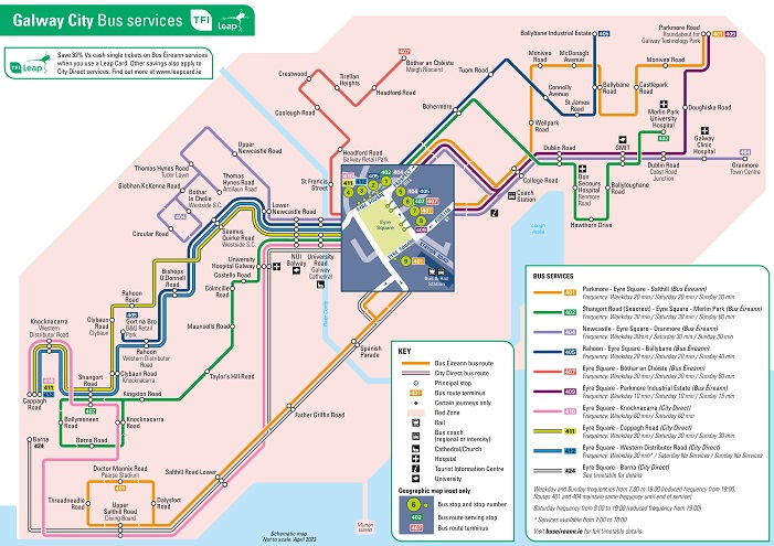 Galway City Bus Network Map 701x495