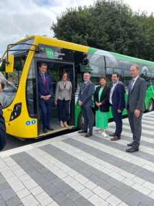 Carlow town bus service launch anne graham minister Eamon Ryan Allen Parker