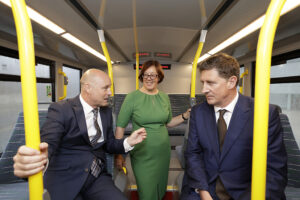 Electric Bus with Anne Graham, Minsiter Eamon Ryan and Billy Hann