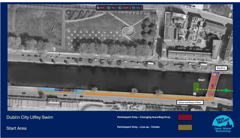 Full Dublin Liffey swim Start area close to Victoria Quay
