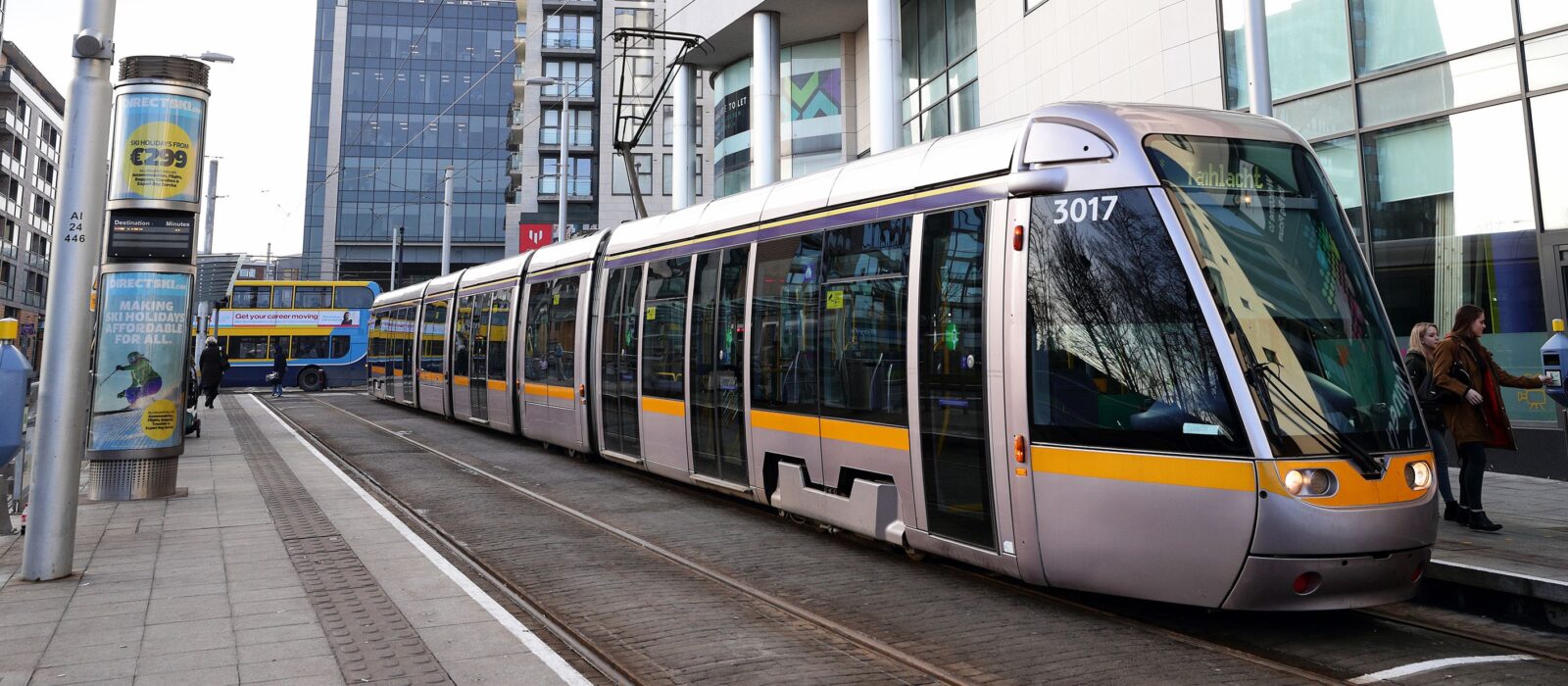 Luas tram at LUAS stop in Dublin city