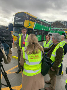 Minster Eanon Ryan , NTA CEO Anne Graaham, New Electric Bus Chargers