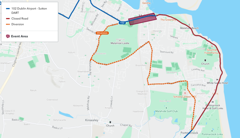 diversions for st patricks day route 102 by malahide