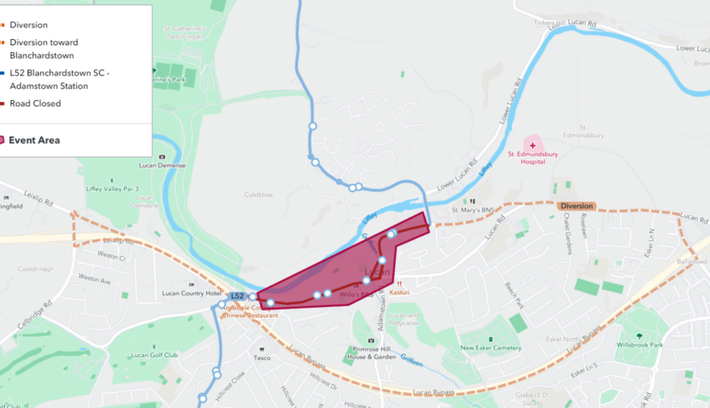 diversions for st patricks day route L52 Lucan to Blanchardstown