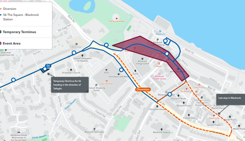 diversions for st patricks day route S6 Dublin