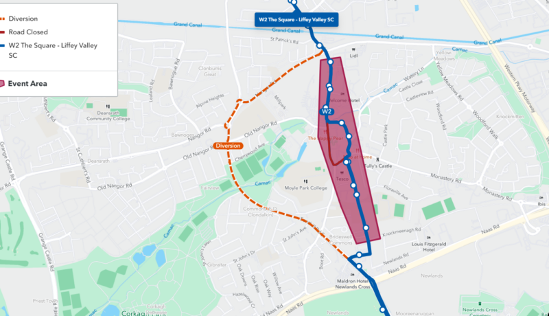 diversions for st patricks day route w2 clondalkin