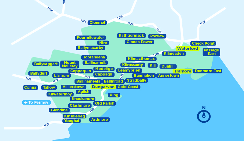 Waterford TFI local link bus services map