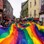 galway pride street photo with large flag