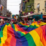 galway pride street photo with large flag