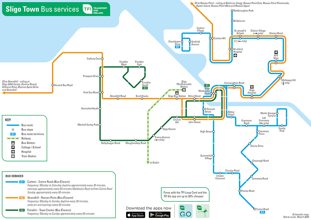 Map of Sligo town bus services