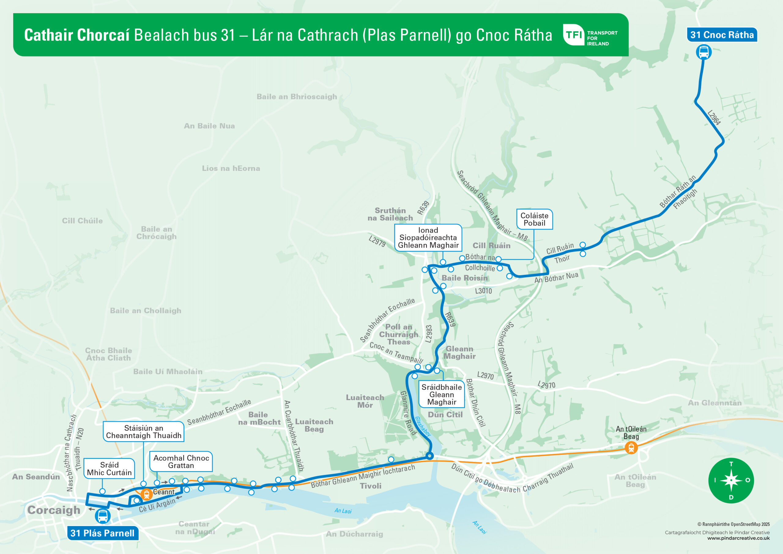 Bus route 31 in cork - route map 