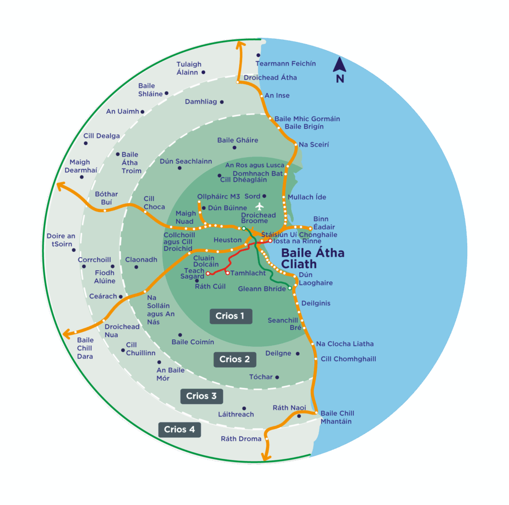 Full-map Dublin 4 d fare zones -Irish