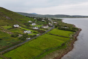 TFI Anseo App TFI Local link bus coast road Achill arial view