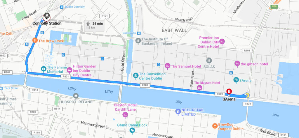 Luas Connolly - The Point - bus replacement - map v2