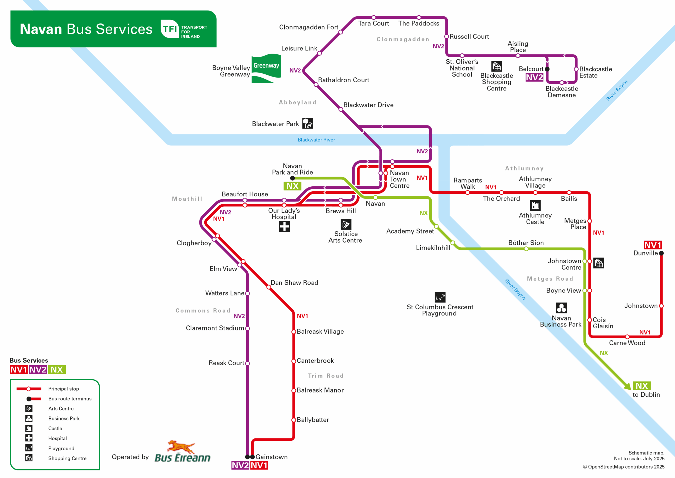 Navan bus - town bus service - map
