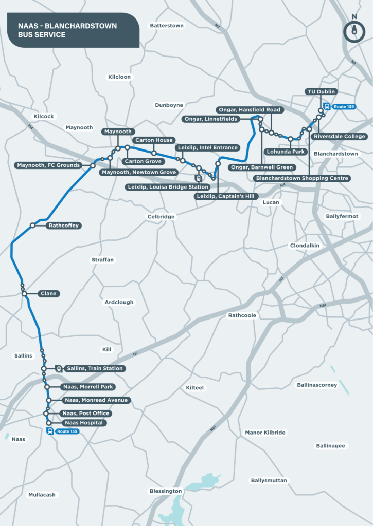 TFI-Naas-to-Blanchardstown-Bus-Service Map