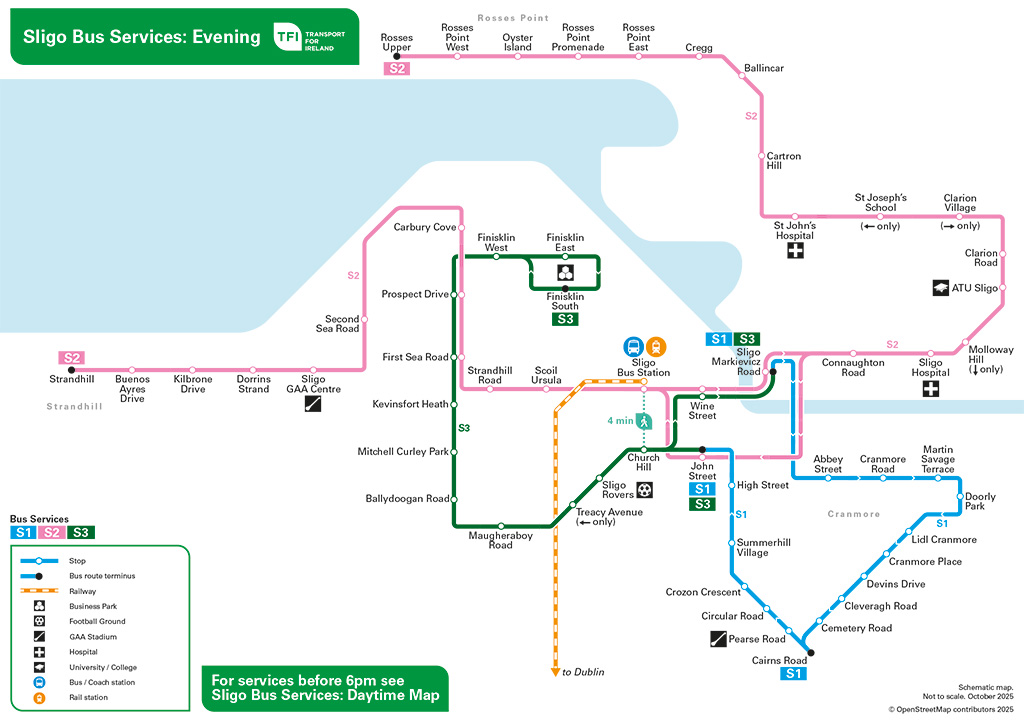 Sligo Evening time map - leap card