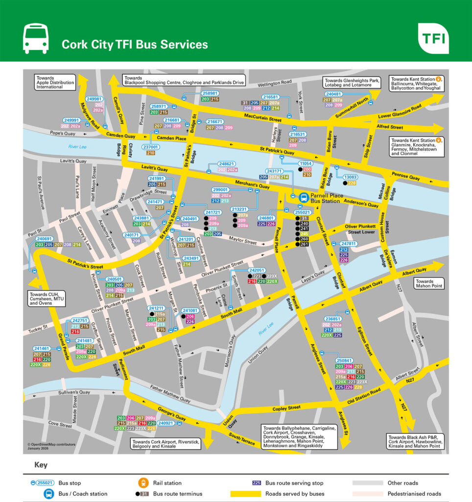 Inner Cork Map bus services