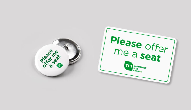 Please Offer me a seat badge and card