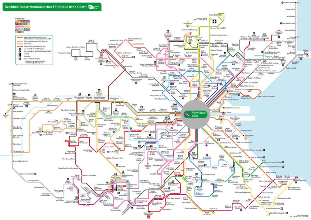 Dublin bus and train services map